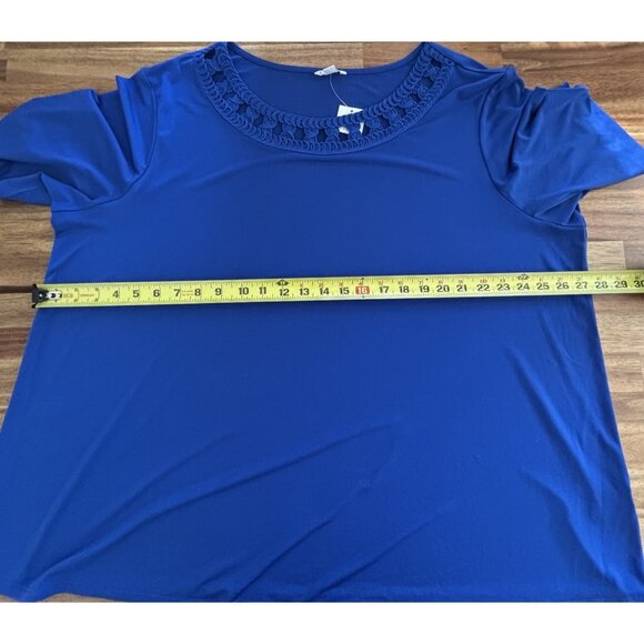 C. Est. 1946 Blouse Blue Short Sleeve Top Women’s PLUS SIZE 22/24W Mature NWT - Picture 12 of 13